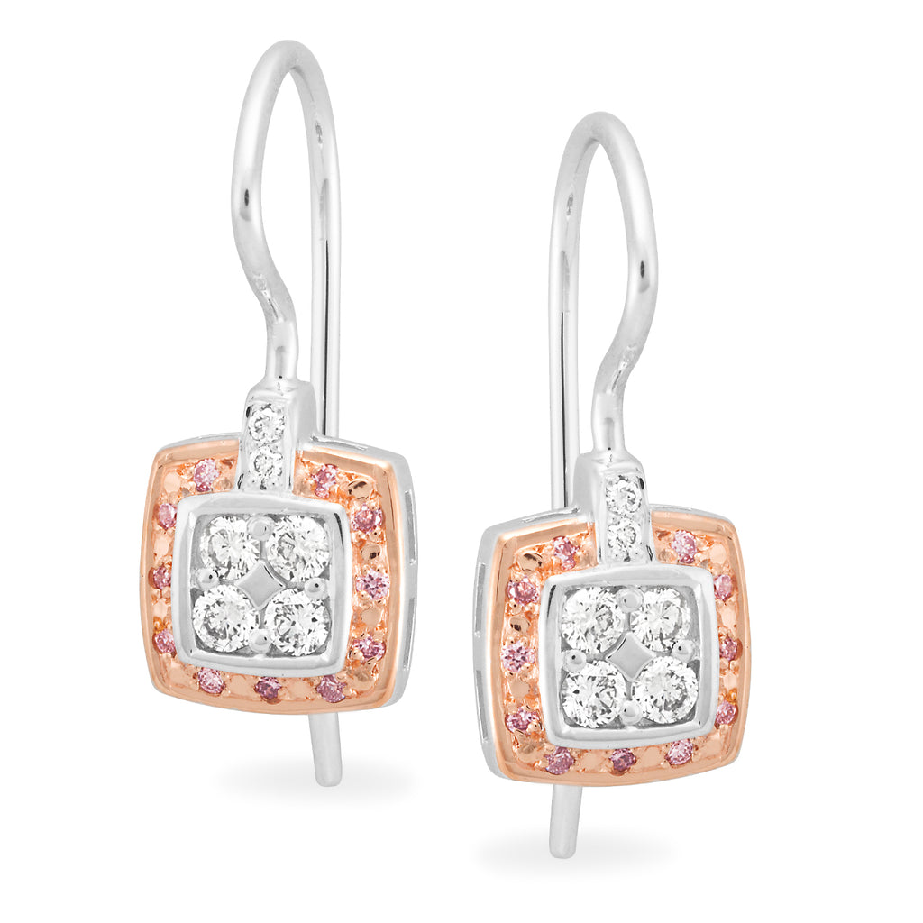 9ct Rose Gold Pink Diamond 0.26ct Bead Set Earring