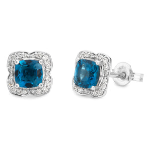 London Blue Topaz & Diamond Stud Earrings