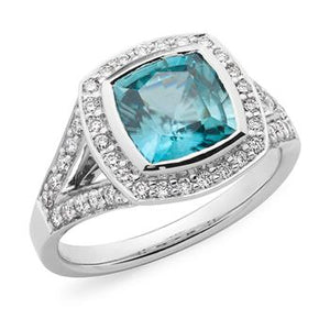 Aquamarine & Diamond Dress Ring