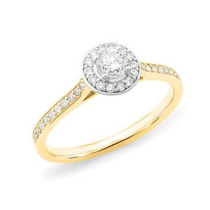 18ct Yellow Gold 0.37ct Diamond Halo Engagement Ring