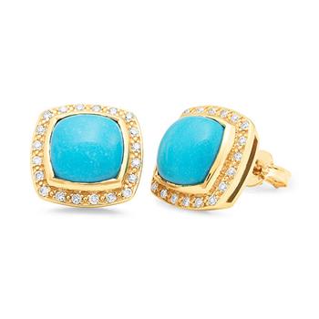 Turquoise & Diamond Stud Earrings