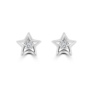 Sterling Silver And Cubic Zirconia (CZ) Star Earrings Stud