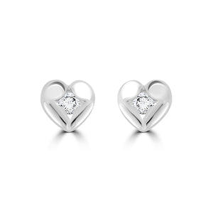 Sterling Silver And Cubic Zirconia (CZ) Heart Earrings Stud