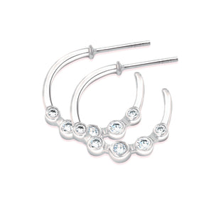 Sterling Silver And Cubic Zirconia (CZ) Half Hoops Earrings