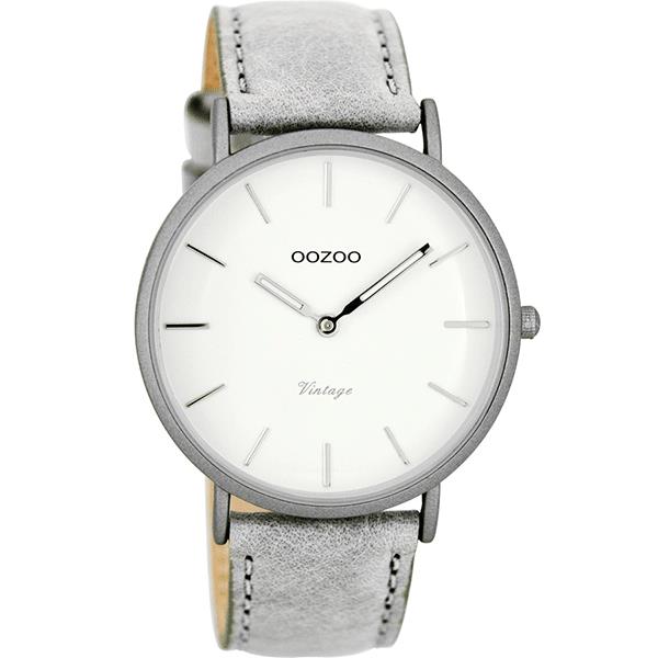 OOZOO Watch 40mm matt light grey alu/ silver on white / light grey
