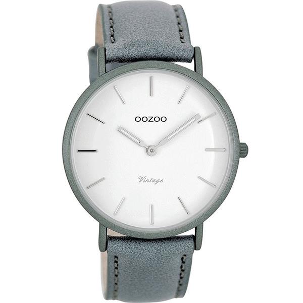 OOZOO Watch 40mm matt steel-grey alu/ silver on white / steel-grey