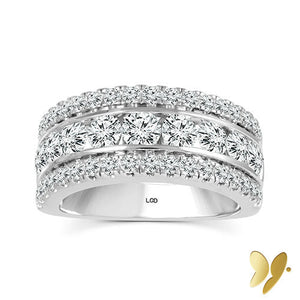 14ct White Gold Diamond Wide Ring Band. Set with 2.00cts (tdw) of Harmony Created Diamonds