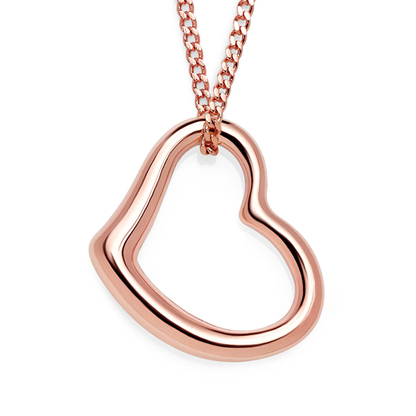 9ct Rose Gold Silver Filled Heart Pendant