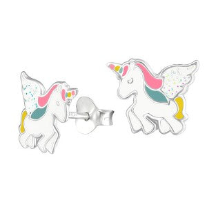 Enamel Unicorn Studs with Glitter Wings