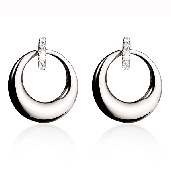 Sterling Silver Cubic Zirconia Circle Earrings