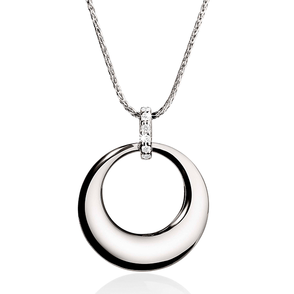 Silver Tapered Circle With Cubic Zirconia Bale Circle Pendant