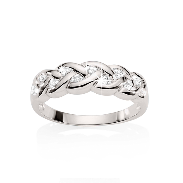 Sterling Silver Diamond Tight Plaited Ring