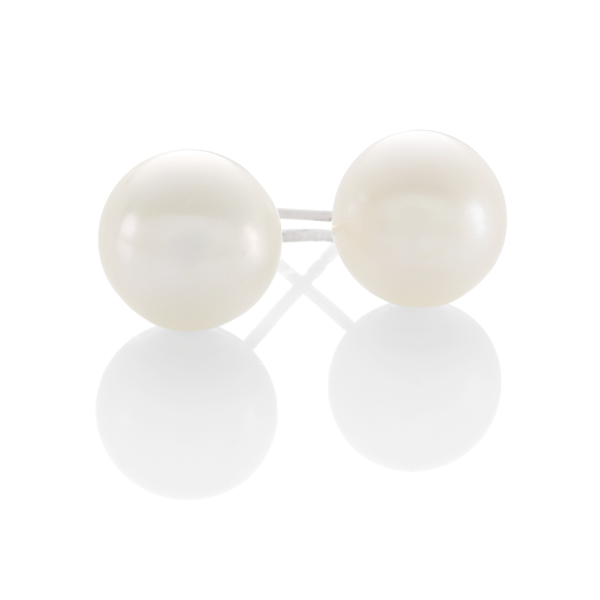 Sterling Silver 5mm Button Freshwater Pearl Studs