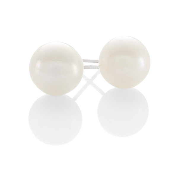Sterling Silver 7mm Button Freshwater Pearl Studs