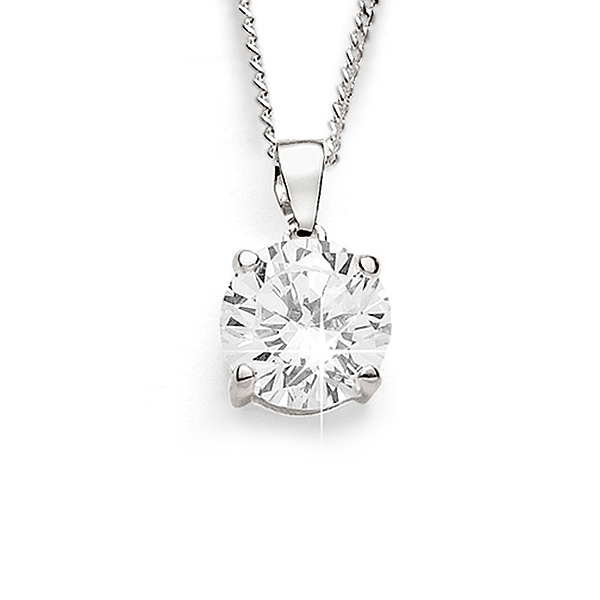 Sterling Silver 7mm Cubic Zirconia Solitaire Pendant