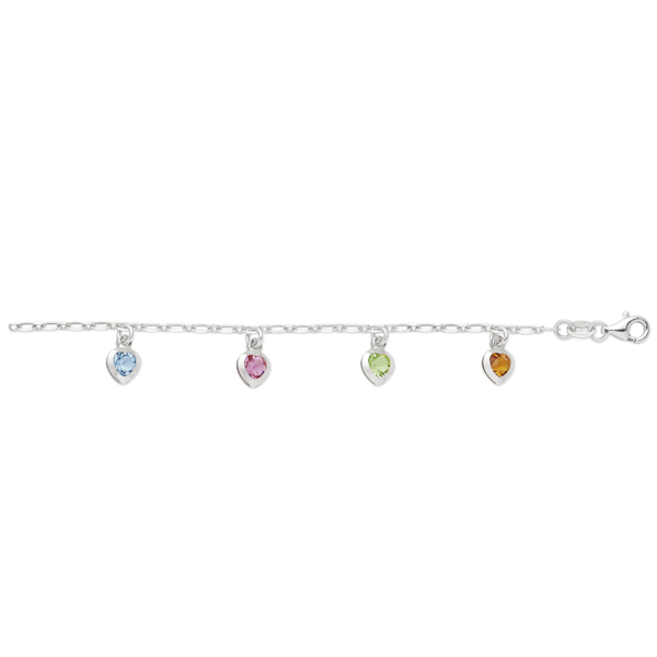 Sterling Silver Anklet With Crystals