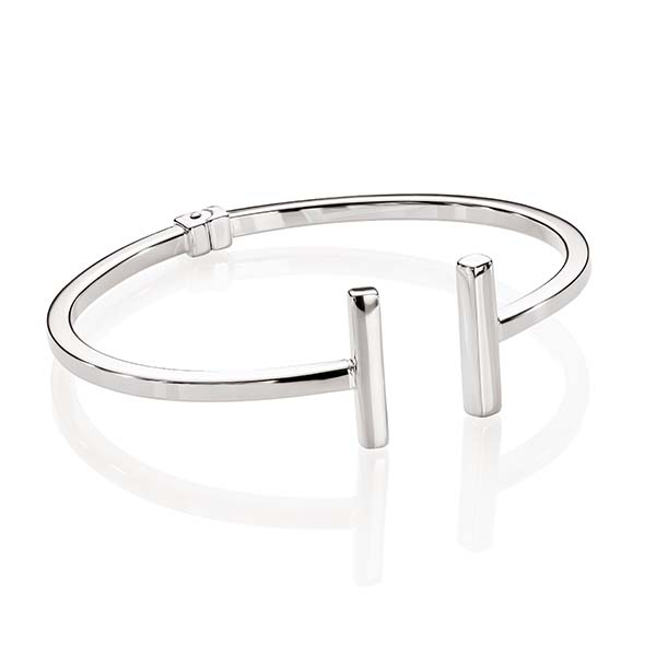 Sterling Silver Square Tube Hinged Bangle