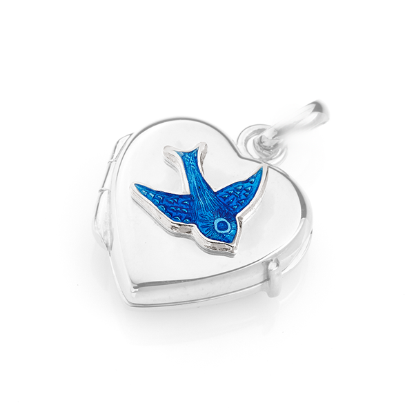Sterling Silver Bluebird Heart Locket Stapleton Jewellers