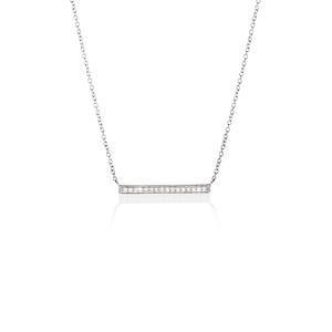 Sterling Silver Cubic Zirconia Bar Necklet On Chain