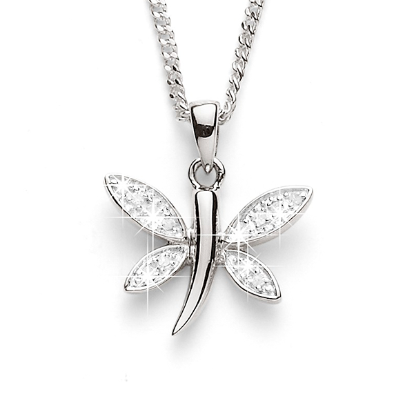Sterling Silver Diamond Dragonfly Pendant