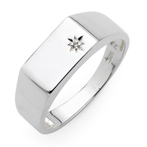 Sterling Silver Diamond Gents Ring