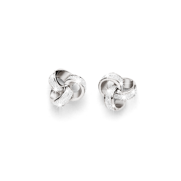 Sterling Silver Diamond Knot Stud Earrings