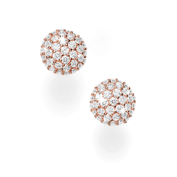 Sterling Silver Rose Cubic Zirconia Studs