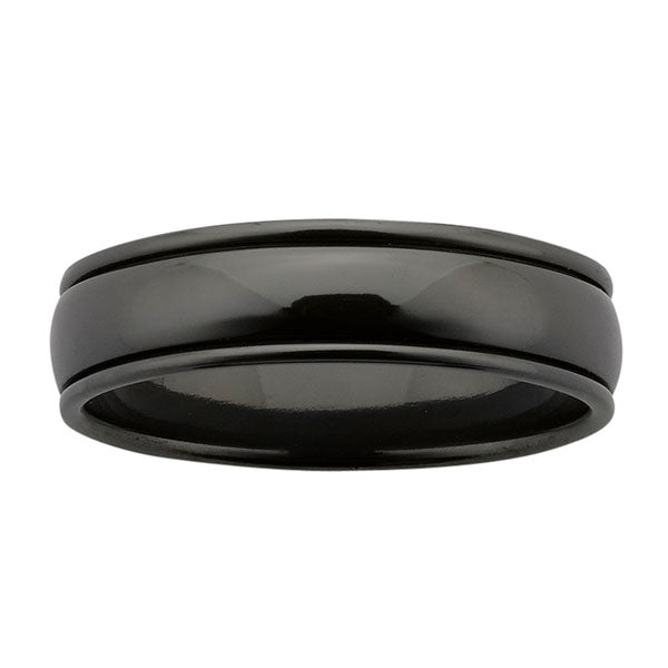 Ziro Polished Black Zirconium Ring