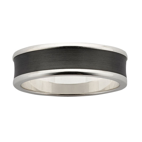 Ziro Sterling Silver Ring with concaved Black Zirconium inlay