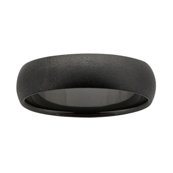Ziro 5mm Brushed High Dome Black Zirconium Ring