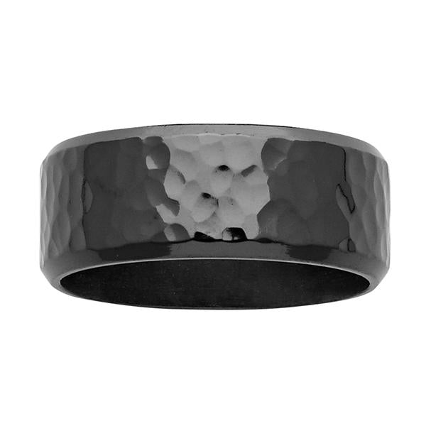 ZiRO Black Zirconium Hammered Ring