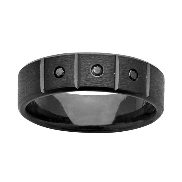 ZiRO Black Zirconium Ring with Black Diamonds