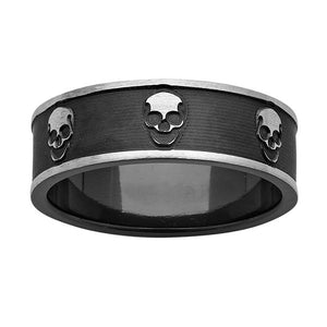 ZiRO Black and White Zirconium Skull Ring