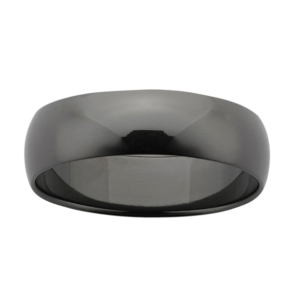 ZiRO Classic 7mm Half Round Polished Black Zirconium Ring