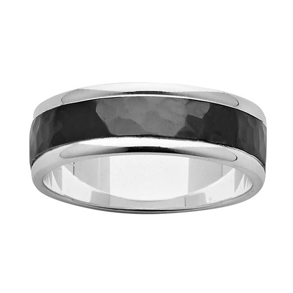ZiRO Sterling Silver and Black Zirconium Ring