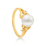 9ct Yellow Gold Freshwater Pearl and Diamond Ring (7254114271396)