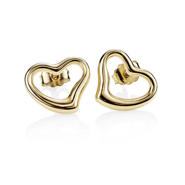 9ct Gold-Bonded Silver Open Heart Studs